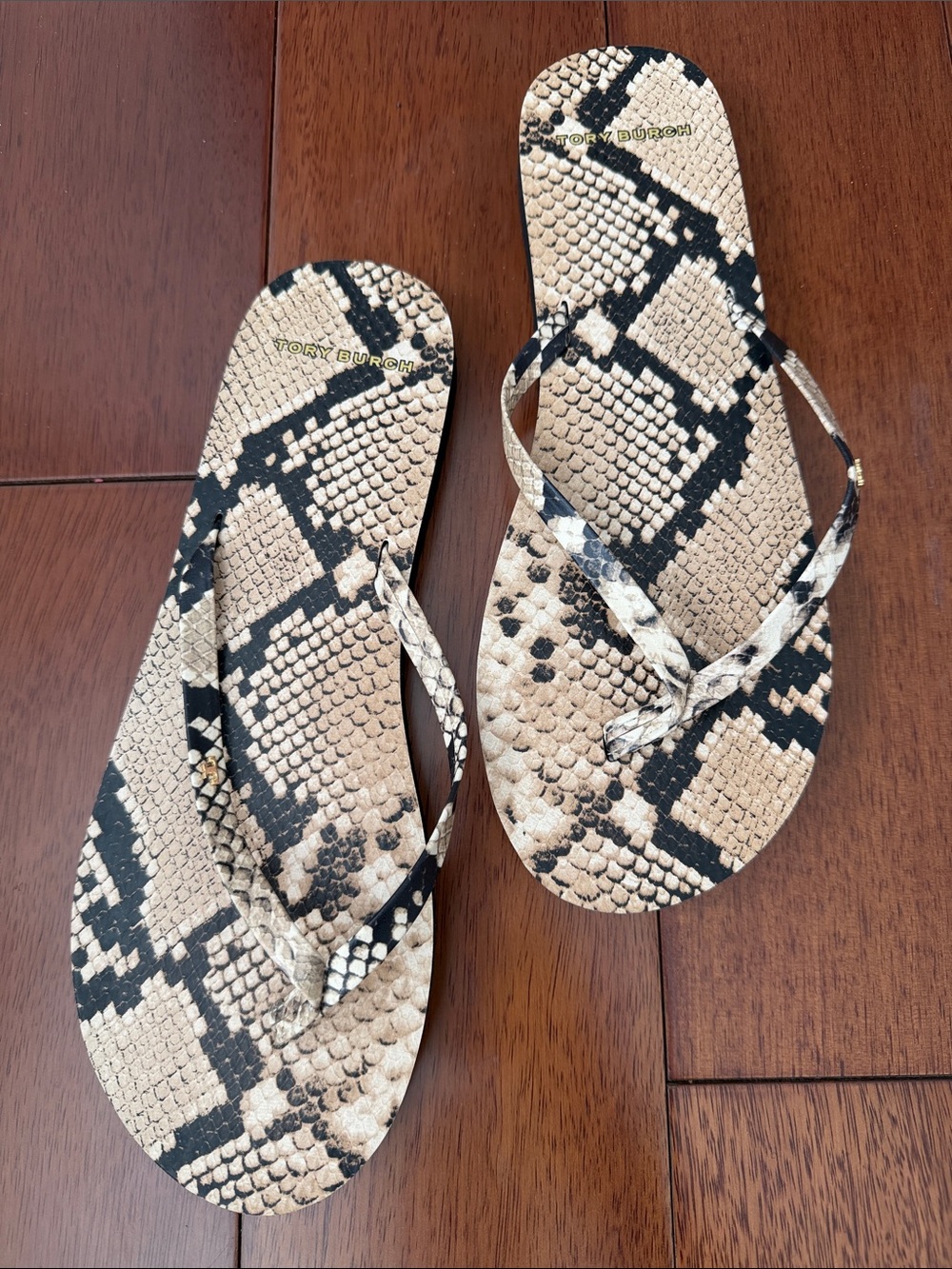 Tory Burch Desert Rocco’s Snake Snake-Print Leather Flip Flops